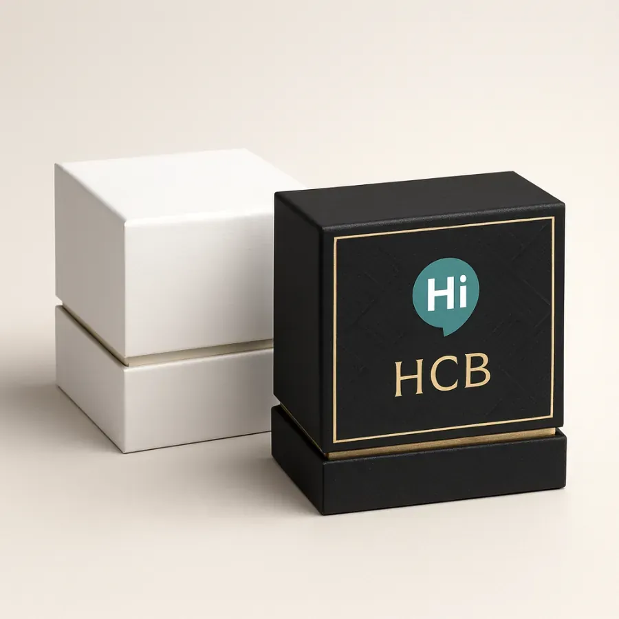 Luxury two-piece boxes for belts- with black textured paper and gold accents