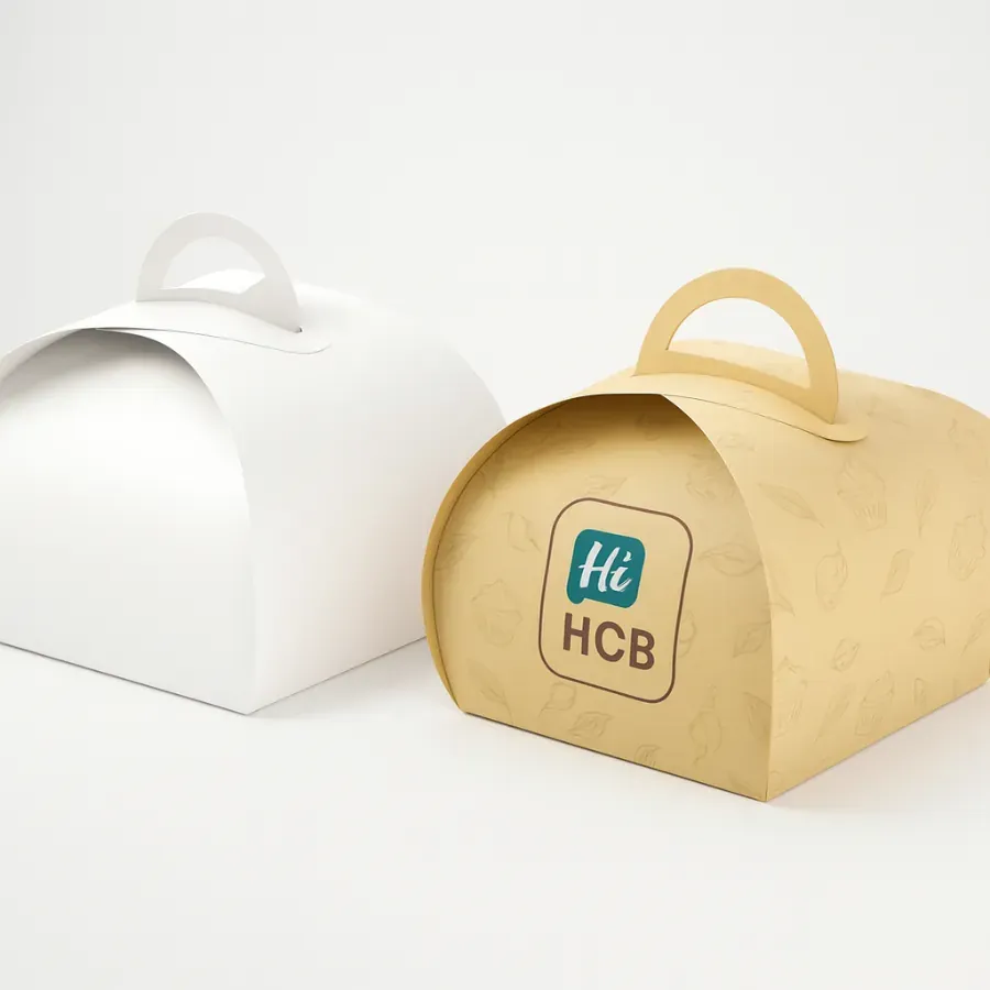 Elegant dome-shaped gift cake boxes with handles- perfect for bakery- pastry- and dessert packaging- class=