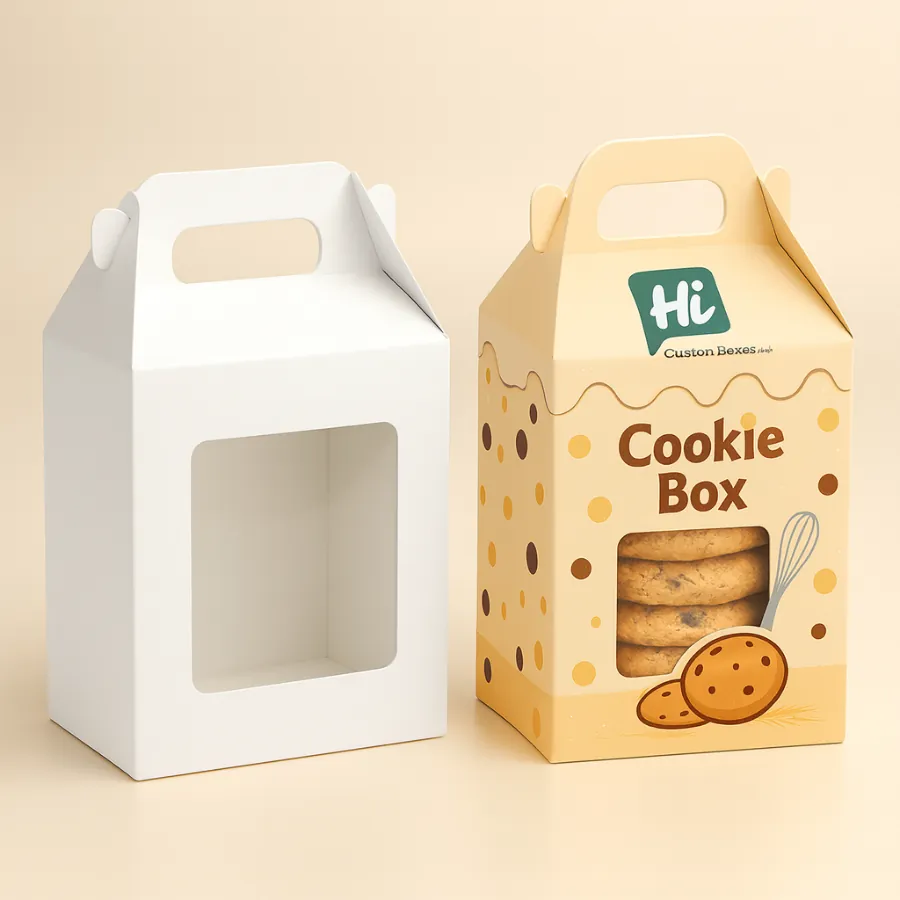 Gable gift cookie boxes with handle and window- class=