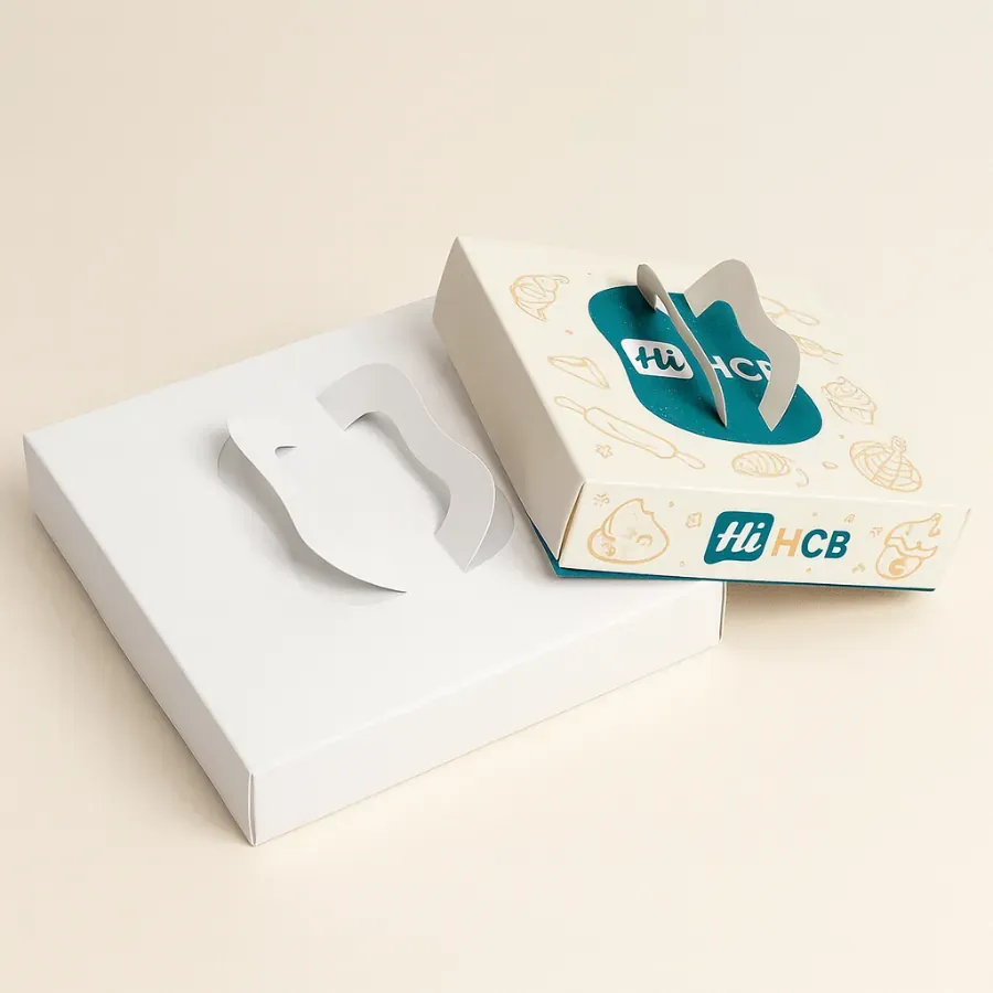 Elegant gift-style pastry boxes with ribbon-inspired design- perfect for bakery gifting and premium packaging class=