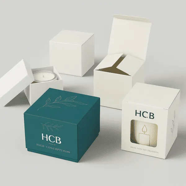 Custom candle packaging boxes with printed and window styles ideal for luxury scented candle presentation