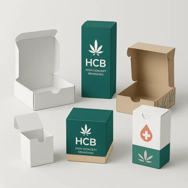 CBD packaging box with custom printed design ideal for oils tinctures and wellness products