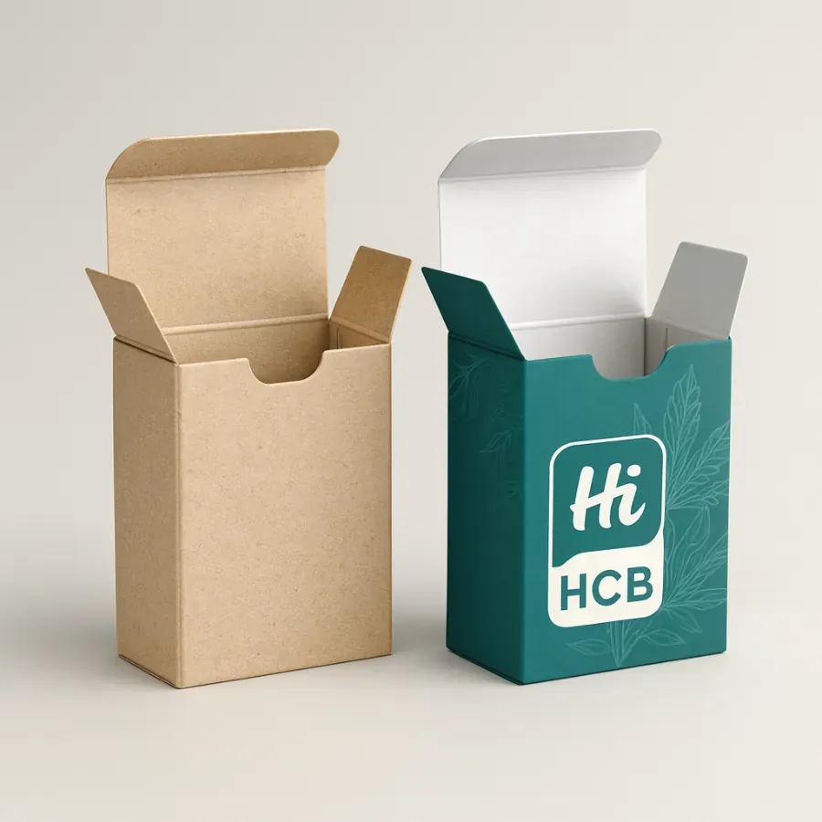 CBD pre-roll boxes small tuck end carton- kraft and custom teal print