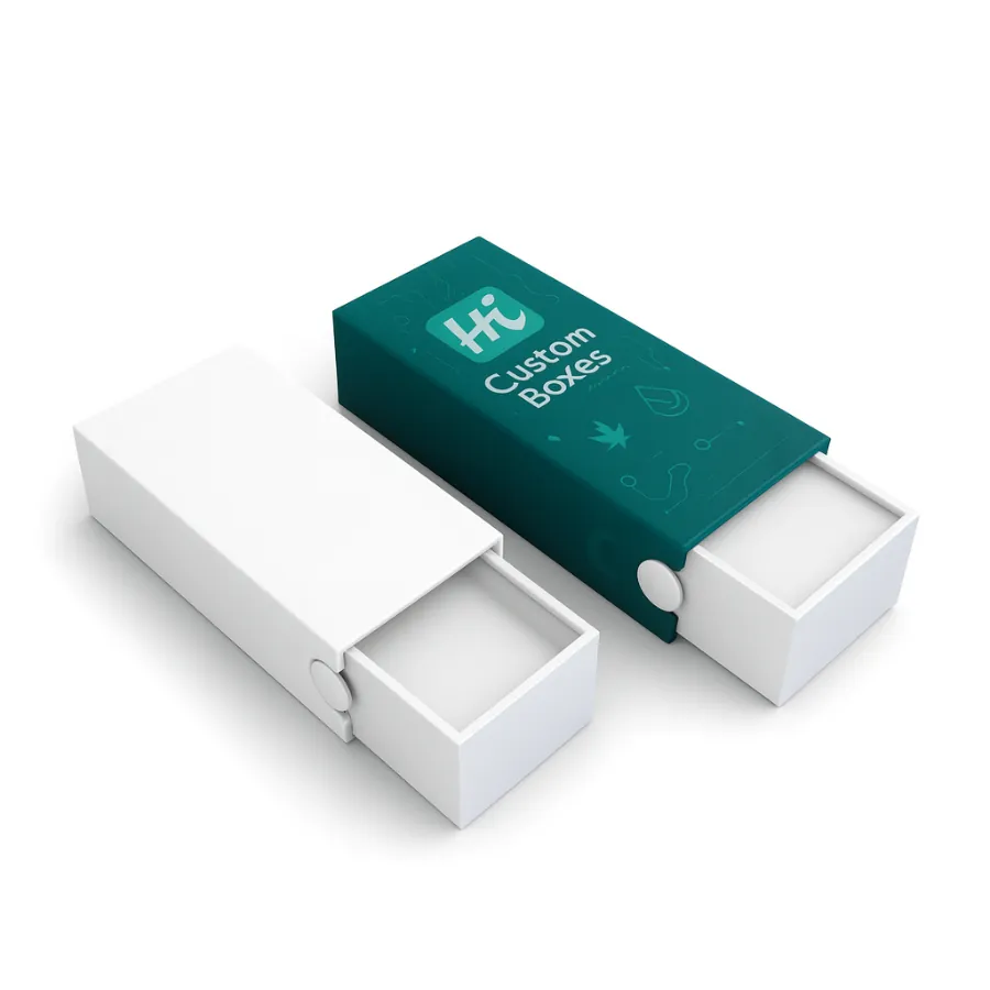 Custom long- thin child-resistant slider boxes for vape pens or pre-rolls