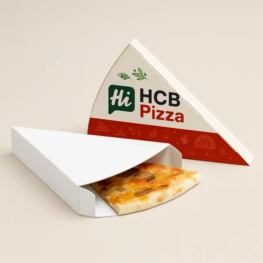 Wholesale custom pizza slice boxes- white cardboard food packaging with logo class=