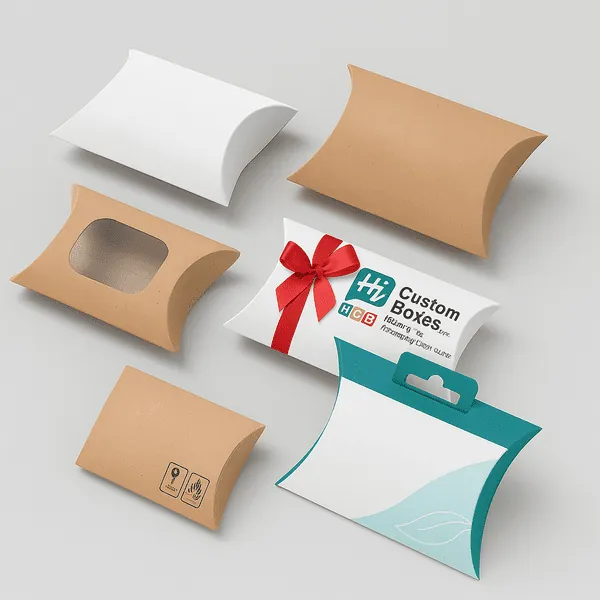 Custom pillow packaging box with curved edges perfect for gifts cosmetics and retail display