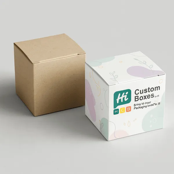 Minimal kraft and pastel floral custom tuck top boxes by Hi Custom Boxes ideal for retail gifting
