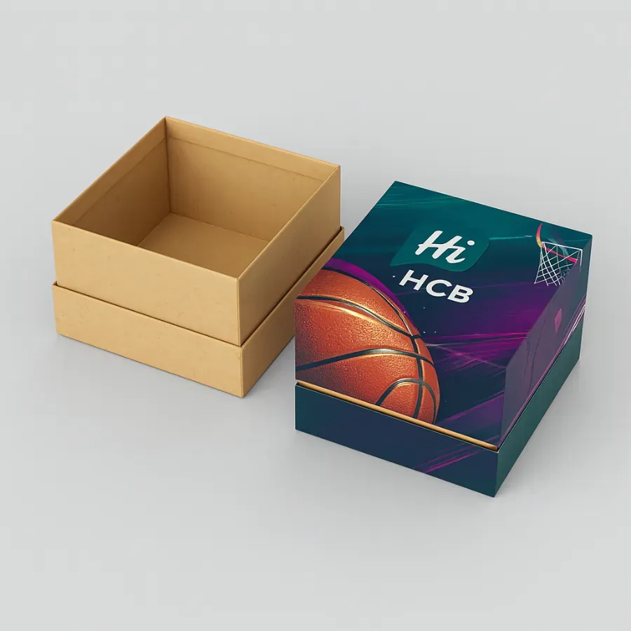 Custom rigid packaging box with a basketball design- perfect for sports merchandise or premium product presentation class=
