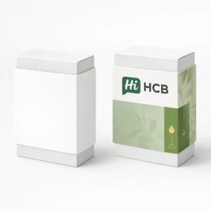 wo small cardboard boxes with white sleeves- highlighting -CBD Wellness- branding and textured brown paper