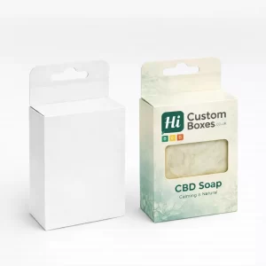 Two vertical soap boxes with hanging tabs, one plain white and one with a window.