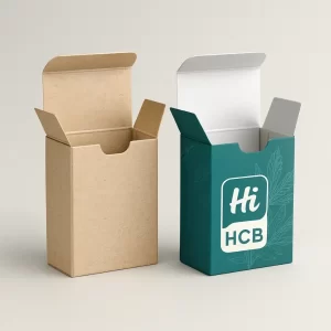 CBD pre-roll boxes small tuck end carton- kraft and custom teal print