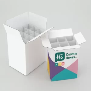 Custom corrugated packaging box with internal dividers for secure product shipping - Hi Custom Boxes branded design