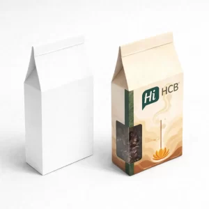 Bespoke incense stick packaging boxes crafted with unique geometric shapes and artistic water-colour splashes for boutique branding.