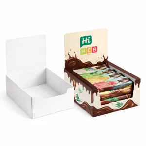 A bulk collection of wholesale CBD chocolate boxes showcasing various vibrant colours and custom printed logos.