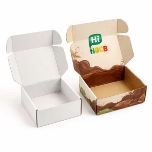Sustainable cardboard CBD chocolate packaging with earthy tones and clear hemp leaf branding for natural products.