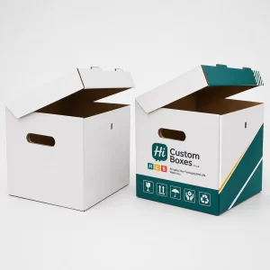 Elegant white and teal gift boxes with classic string and button closures.