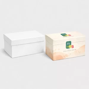 Bespoke custom collagen boxes featuring unique pink and white patterns designed for retail shelf appeal.
