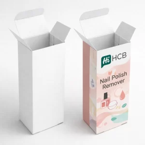 Two tall- open cardboard boxes- one plain white and one with pink aesthetic branding