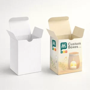 Elegant custom printed wax warmer boxes featuring minimalist white design and high-quality durable cardboard material.