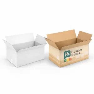 Large corrugated shipping boxes in white and kraft brown, ideal for wholesale jumper delivery.