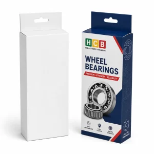Vertical black and orange wheel bearing packaging boxes with high-quality custom printing and branding.