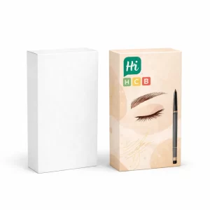Custom-made eyebrow pencil boxes in various vibrant colours, showcasing unique brand logos and stylish typography.