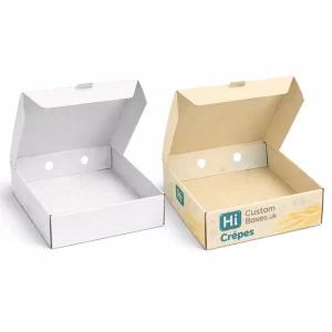 Sleek cardboard packaging for frozen crepes showing a modern layout with professional product photography and branding.
