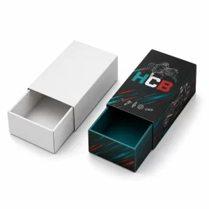 Vertical black and orange bike parts packaging boxes with high-quality custom printing and brand logos.