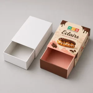 Two rectangular cardboard boxes, one plain and one featuring colourful decorative patterns and brand logos.