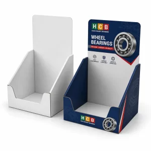Sleek black and red packaging boxes for wheel bearings featuring custom branding and automotive imagery.