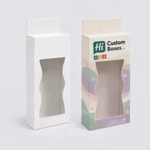 Two vertical product boxes featuring a unique wavy die-cut window to showcase the contents inside.