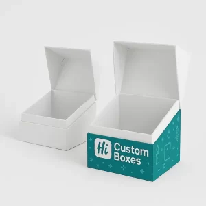 Custom candle boxes with magnetic closure shown in blank and printed designs for premium gift packaging