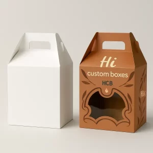 Chocolate gable box with handle and window.