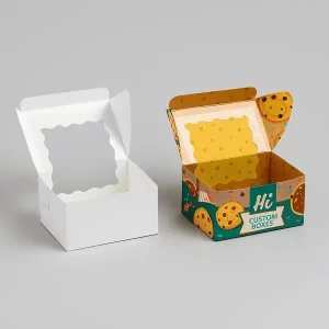 Cookie bakery boxes with wavy window.