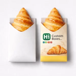 Sustainable brown kraft paper croissant boxes designed for eco-friendly takeaway and bakery food delivery services.