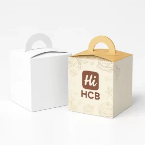 Single white cake box with handle for secure transportation of baked goods.