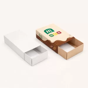 Elegant tray and sleeve CBD chocolate boxes with a sliding mechanism and custom internal product dividers.