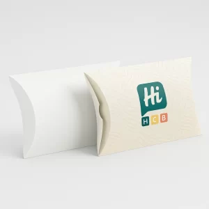 Simple- curved pillow packaging boxes- one is solid white- and the other has a beige brand print