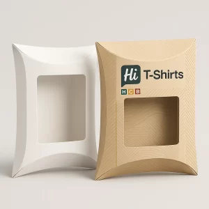 Elegant apparel pillow packaging boxes with handles- one white and one brown with black stripes