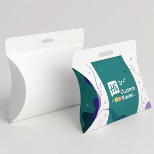 White pillow box and decorative box with a hang tab- featuring an abstract design