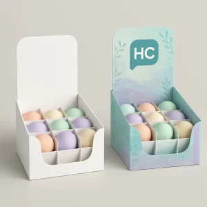Custom bath bomb display boxes designed for product visibility and branding