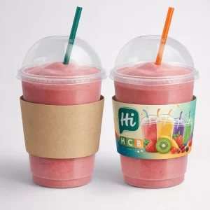 Custom cup sleeves with logo for smoothies, coffee, and cold beverage branding