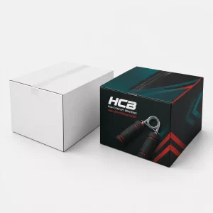 Custom hand grip packaging UK with logo for premium fitness product packaging