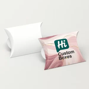Pillow Hair Extension Boxes.webp Image ALT: Two pillow boxes with black ribbon handles- one plain white and one with colourful swirls