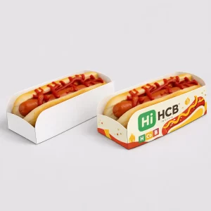 Custom printed hot dog sleeves with branded designs and food-safe packaging