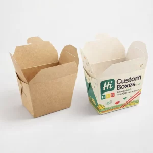 Two open cardboard mailer boxes, one plain brown and one featuring vibrant red taco branding.