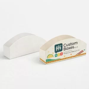 Two premium flip-top magnetic boxes, one blank white and one featuring elegant red taco branding.