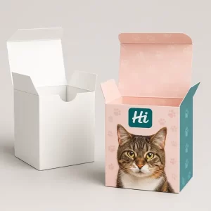 Custom cat food packaging with logo for branded pet food products