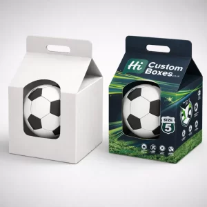 Two gable-top boxes with carry handles, one plain white and one featuring a green stadium design.