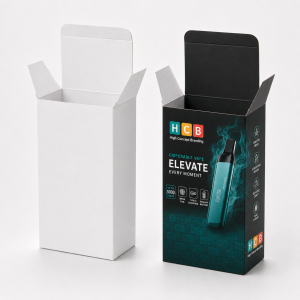 Plain white and printed black custom boxes for disposable vape devices.